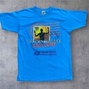 Fruit Of The Loom Vintage 1999 USPS Post Office Teal Blue Tee Men's Size Large